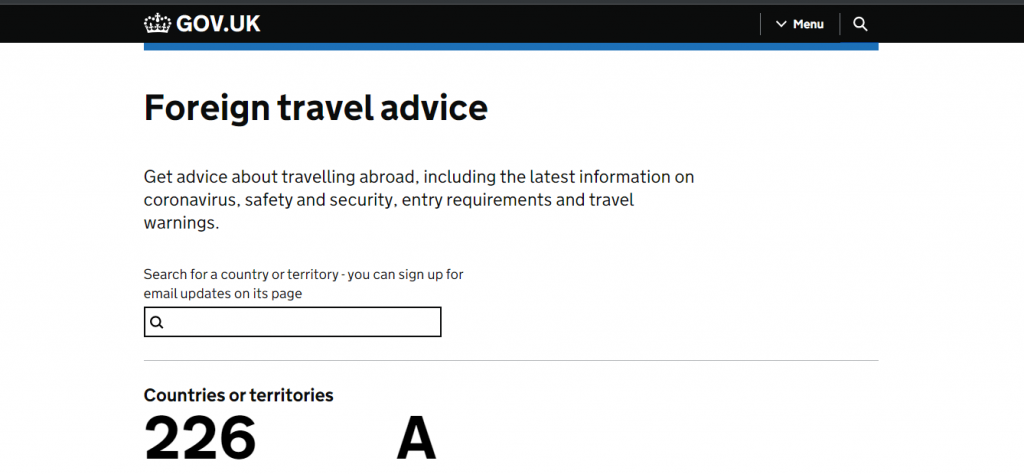 Top Travel Safety - Government Website