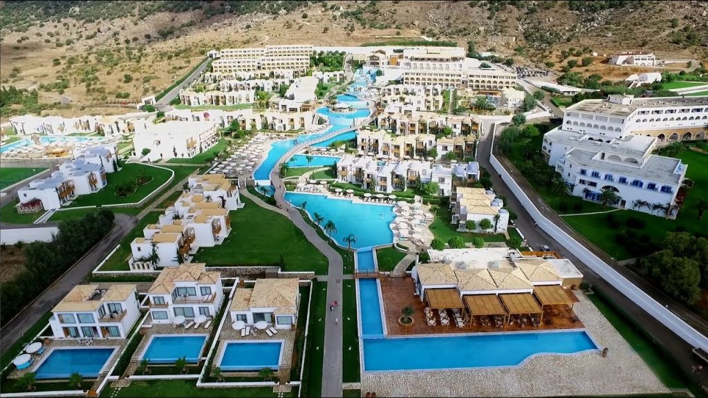 mitsis blue domes resort and spa ariel view